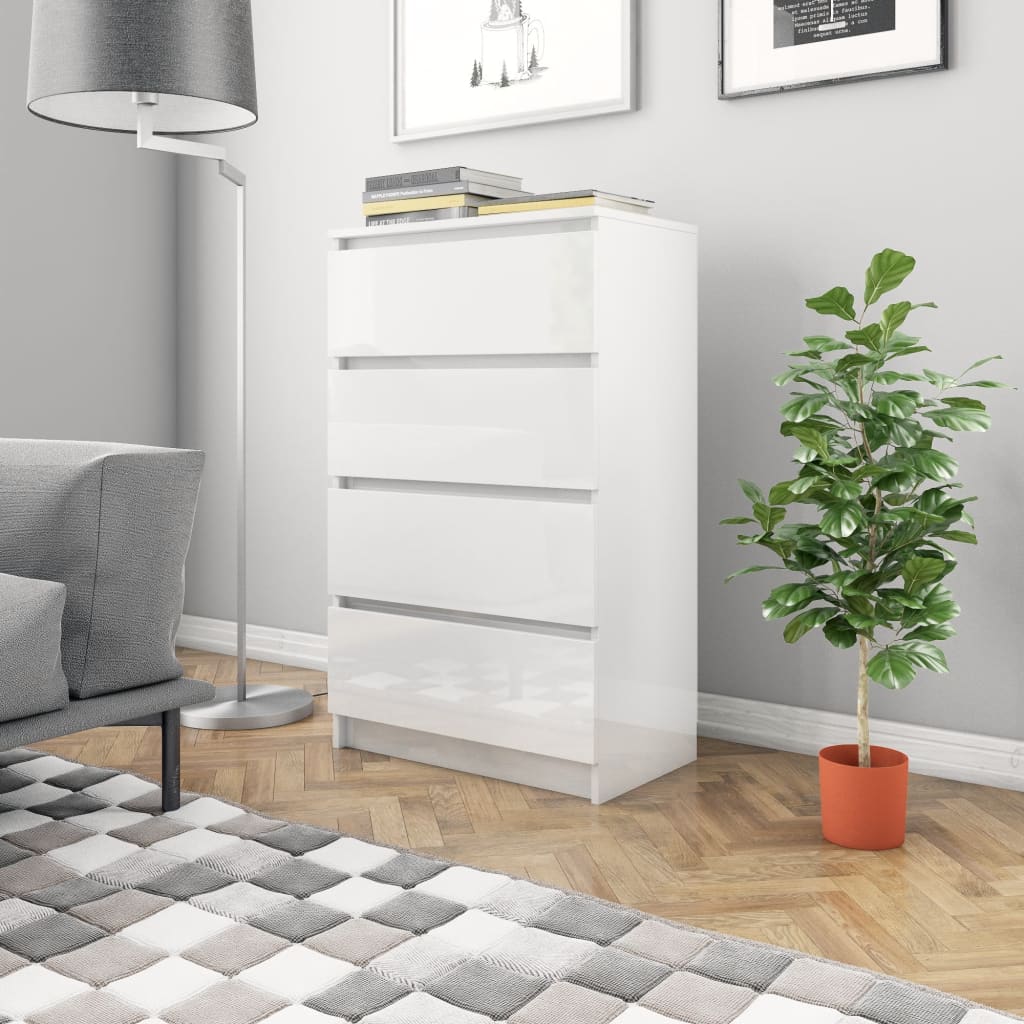 Sideboard Hochglanz-Weiss 60x35x98,5 cm Holzwerkstoff